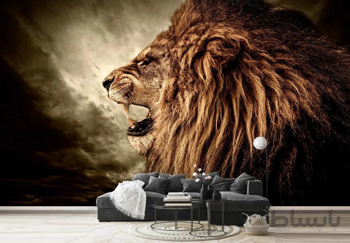 کاغذ دیواری سه بعدی شیر نر ba-6034