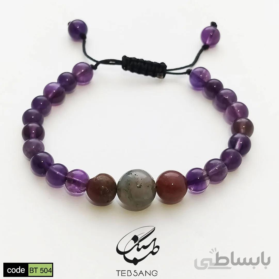 دستبند سنگ عقیق آمیتیست کد BT-504