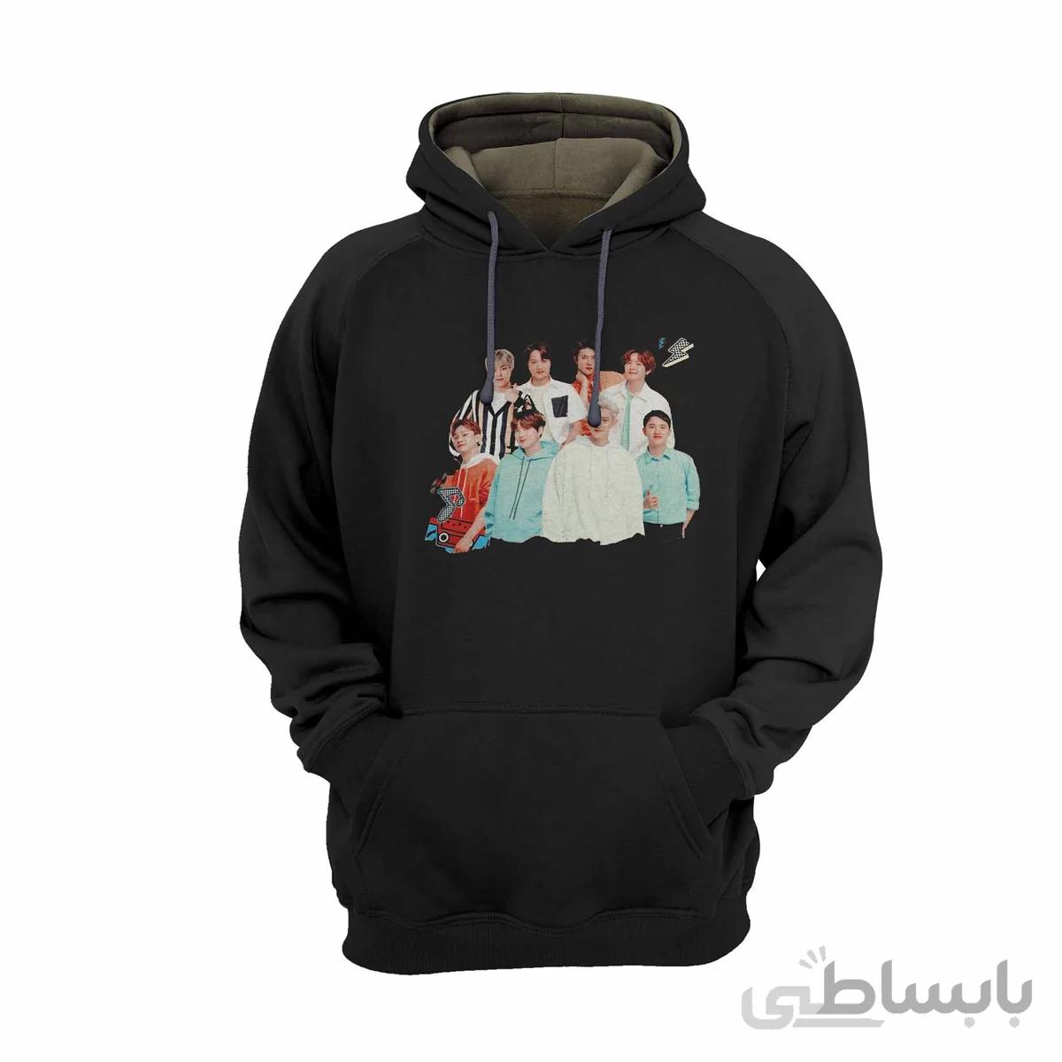 هودی مشکی طرح گروه موسیقی اکسو EXO