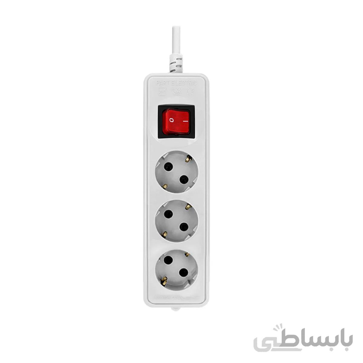 چند راهی برق کلید دار ارت دار 3 خانه 1.8 متری پارت الکتریک مدل Shahab