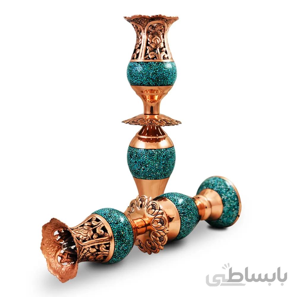شمعدان فیروزه کوب مدل لاله