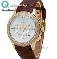 ساعت ویولت Violet زنانه کرنوگراف چرمی نگین دار طلایی صفحه سفید کد 0471/2L
