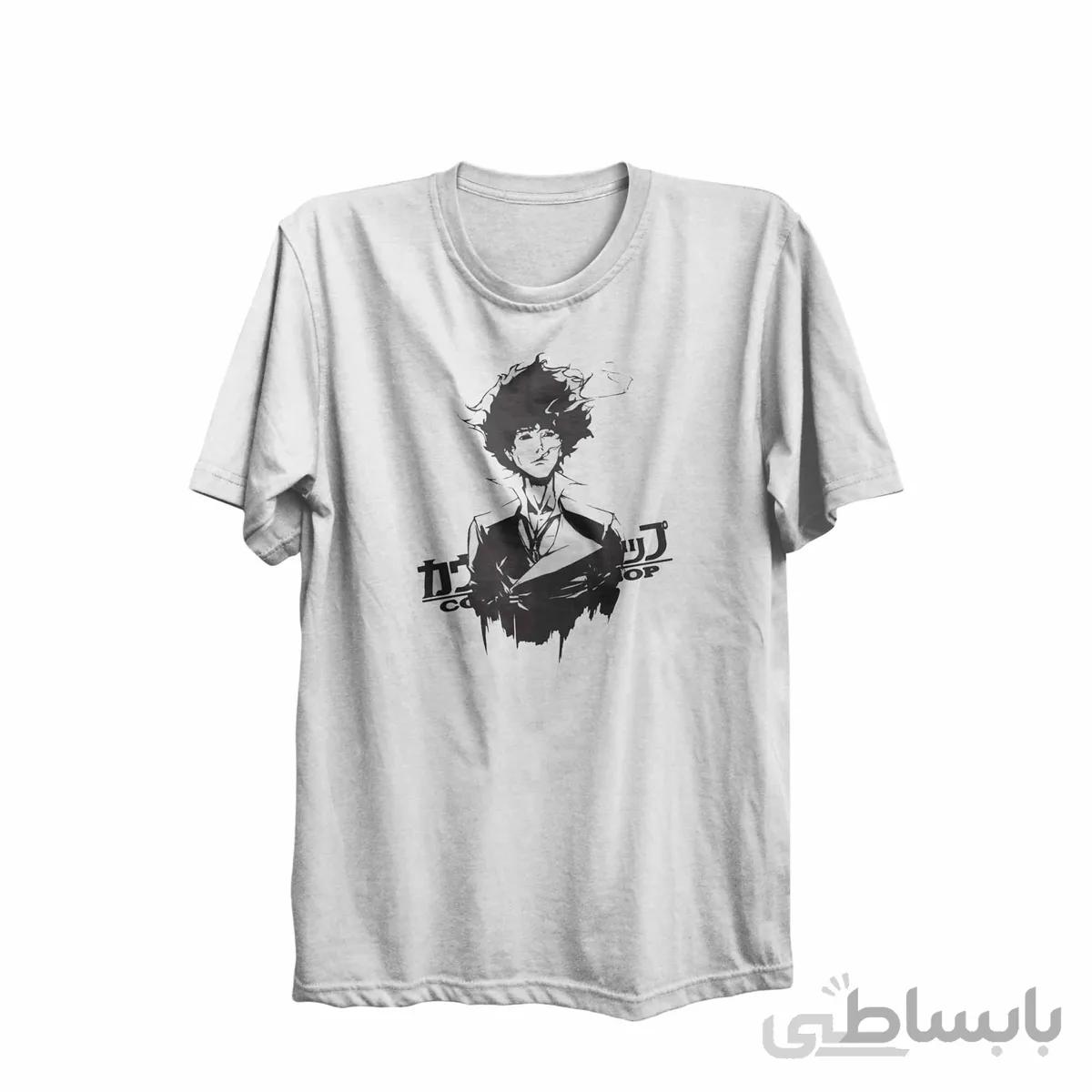 تیشرت یقه گرد سفید طرح انیمه کابوی بیباپ Cowboy Bebop کد KCT10460