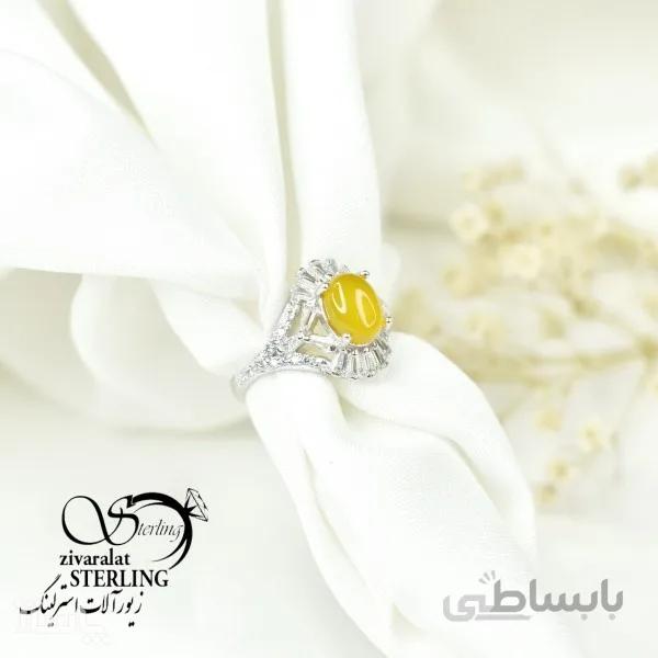 انگشتر نقره زنانه با سنگ عقیق زرد (شرف الشمس) کد 6386 کد 710198