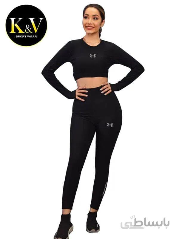 ست نیمتنه آستین بلند و لگ ورزشی زنانه Under armour ا Half sleeve set and womens sports leggings