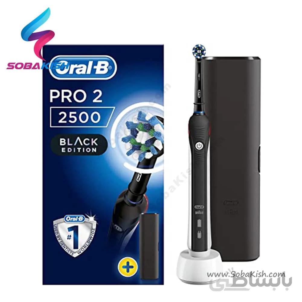 مسواک برقی اورال بی مشکی مدل Pro2- 2500 + کیف مسافرتی ا Oral-B PRO2-2500 Electric Toothbrush with Travel Case