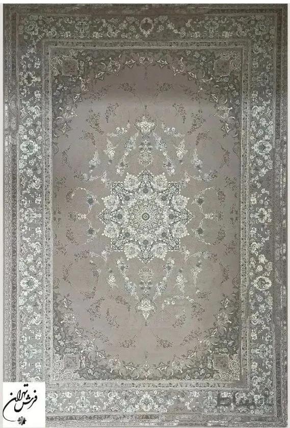 فرش تهران طرح گلاریس نقره ای 1200 شانه تراکم 3600