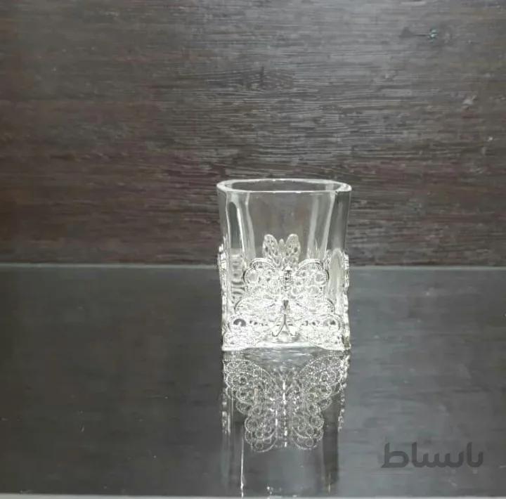 لیوان قهوه خوری ترکیب کریستال و نقره نما ۶ عدد کد ۱۰۲۲۲۸