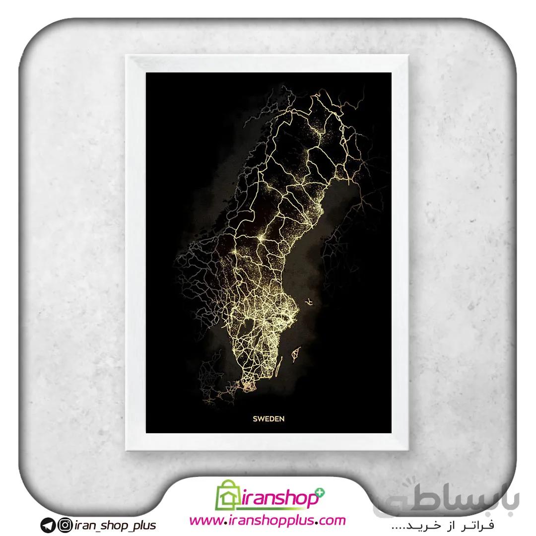 تابلو نقشه کشور سوئد با تم Retina light