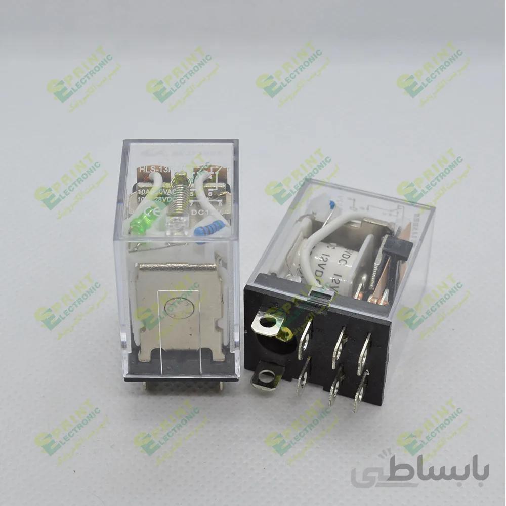 رله 12 ولت پایه ایزومی سوکتی 8 پایه 10 آمپر HLS-13F2-12