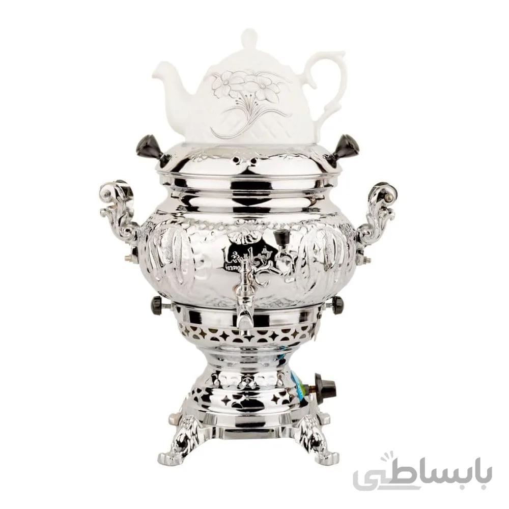 سماور گازی راشا مدل روس قلم (6 لیتری) ا rasha samovar mod : roos Etched 6.lit