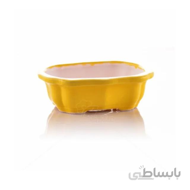 گلدان سفالی لعابدار طرح بنسای ارتفاع 6 سانتی متر