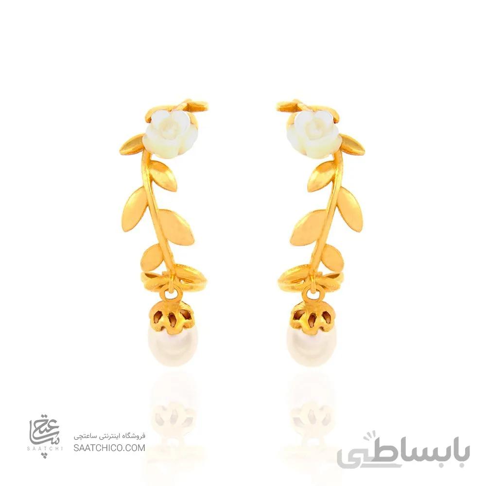 گوشواره طلا زنانه طرح شاخه گل کد XE216