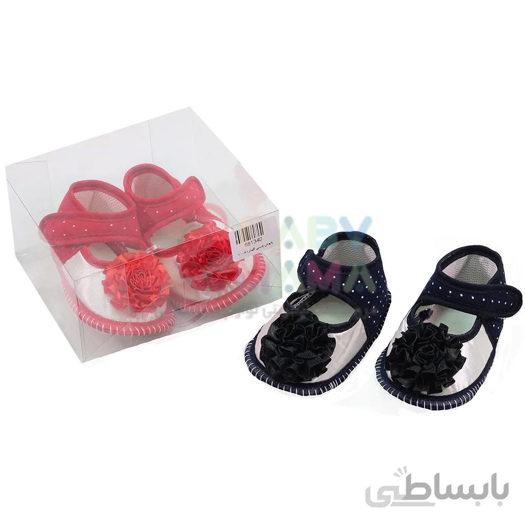 پاپوش چسبی ساتن مدل گلدار