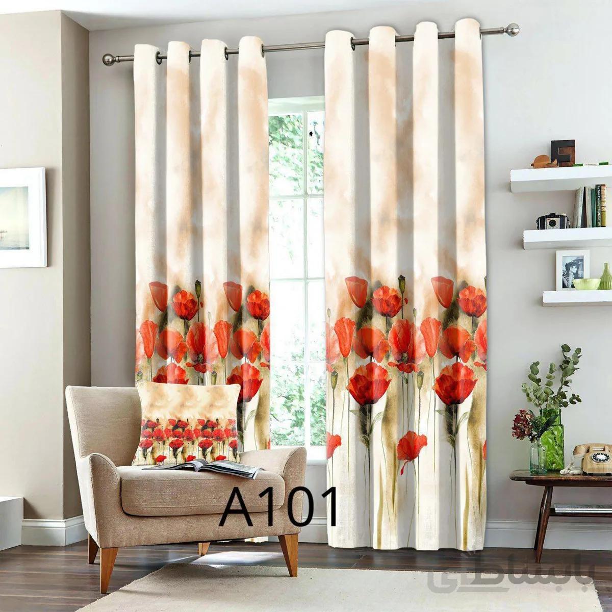 پرده چاپی طرح گل کد A101