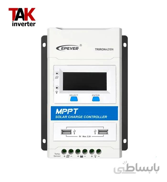 شارژ کنترلر خورشیدی (12/24V - 40A - 100Vpv) مدل EPever MPPT Triron 4210N DS1/USB ا charge controller 40A/h 12/24V Auto EPever Mppt Triron 4210N DS1-USB series