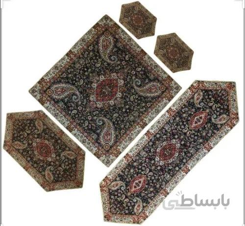 رومیزی ۵ تیکه ترمه سنتی طرح عقیق