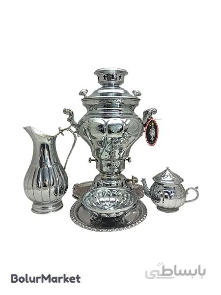 سرویس سماور طوفان ۶ لیتر گل پیچ لب ریخته