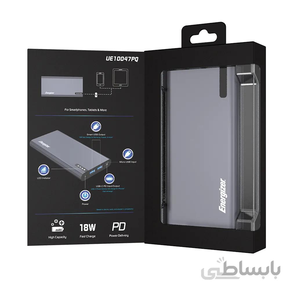 شارژر همراه انرجایزر مدل UE10047PQ ظرفیت 10000 میلی آمپر ساعت ا Energizer UE10047PQ 10000mAh Power Bank