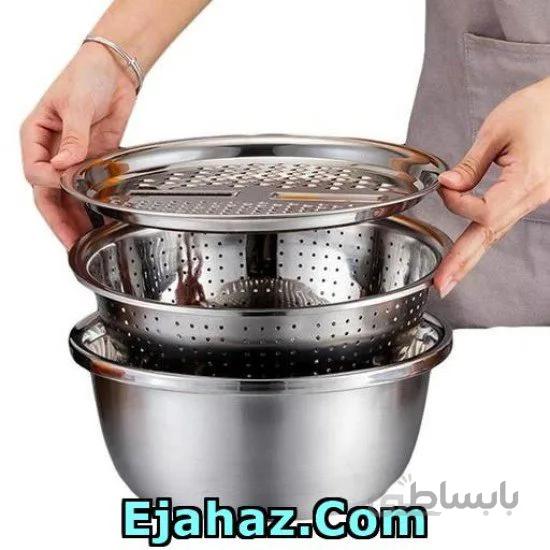 آبکش و لگن و رنده استیل سایز 30