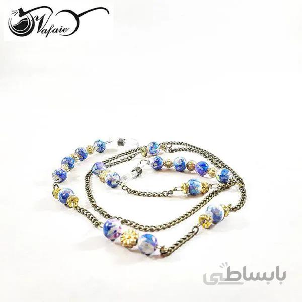 بند عینک مرواریدی طرح فیروزه ای