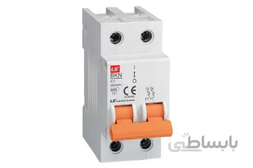 کلید LS مینیاتوری 2 پل 2 فاز 16 آمپر 6 کیلو آمپر، سری BKN ( فاز + نول )