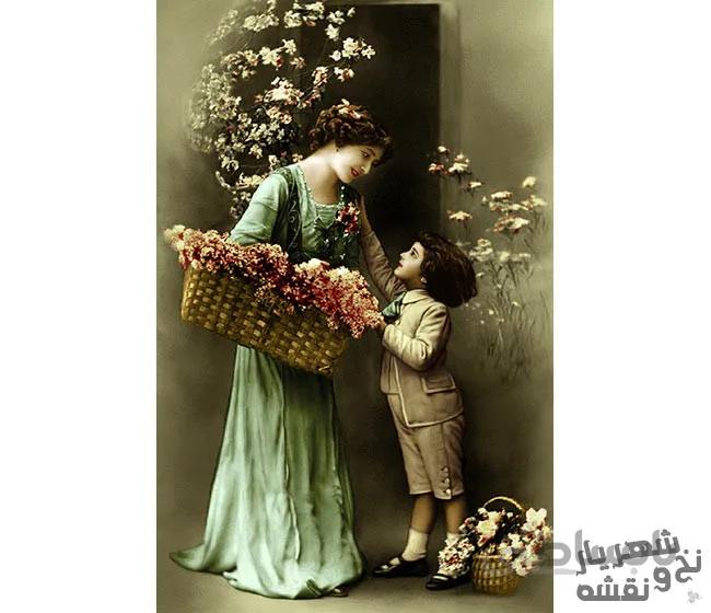 نخ و نقشه آماده بافت تابلو فرش طرح مهر مادر کد 91957