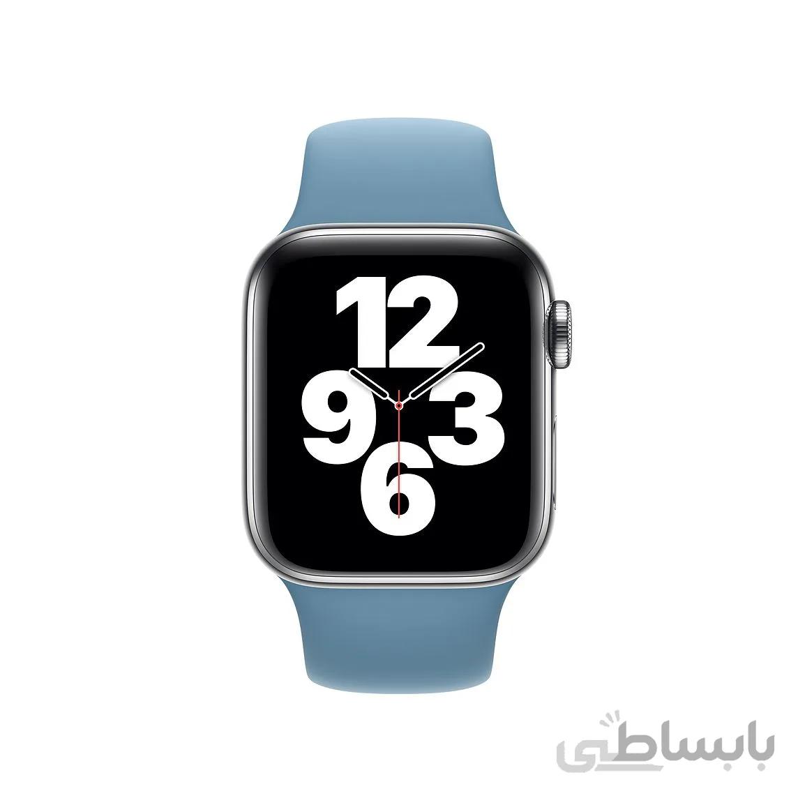 بند اسپرت سیلیکونی اصل اپل واچ ابی کمرنگ برای مدل های 42 و 44 میلی متر صورتی Pink 44 ا 42-44 mm Apple Watch Silicone Light Blue Sport Band - Regular