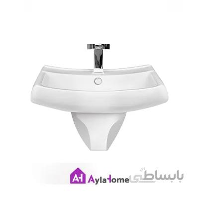 روشویی نیم پایه مروارید مدل کاتیا 55 درجه دو