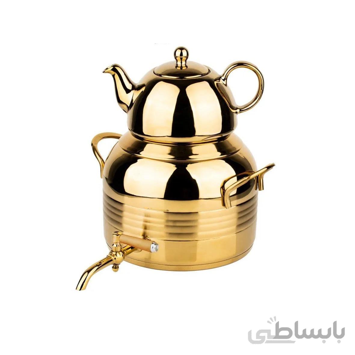 کتری قوری راشا مدل کف چدن طلایی (6 لیتری)