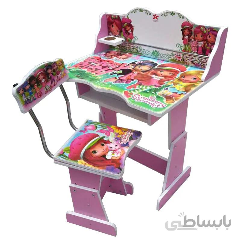 میز و صندلی تحریر کودک طرح توت فرنگی کوچولو مدل MDF