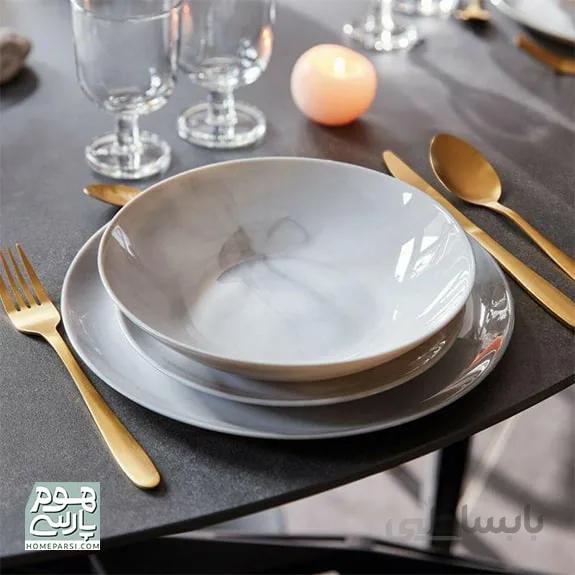 سرویس غذا خوری 25 پارچه آرکوپال لومینارک مدل دیوالی طرح ماربل