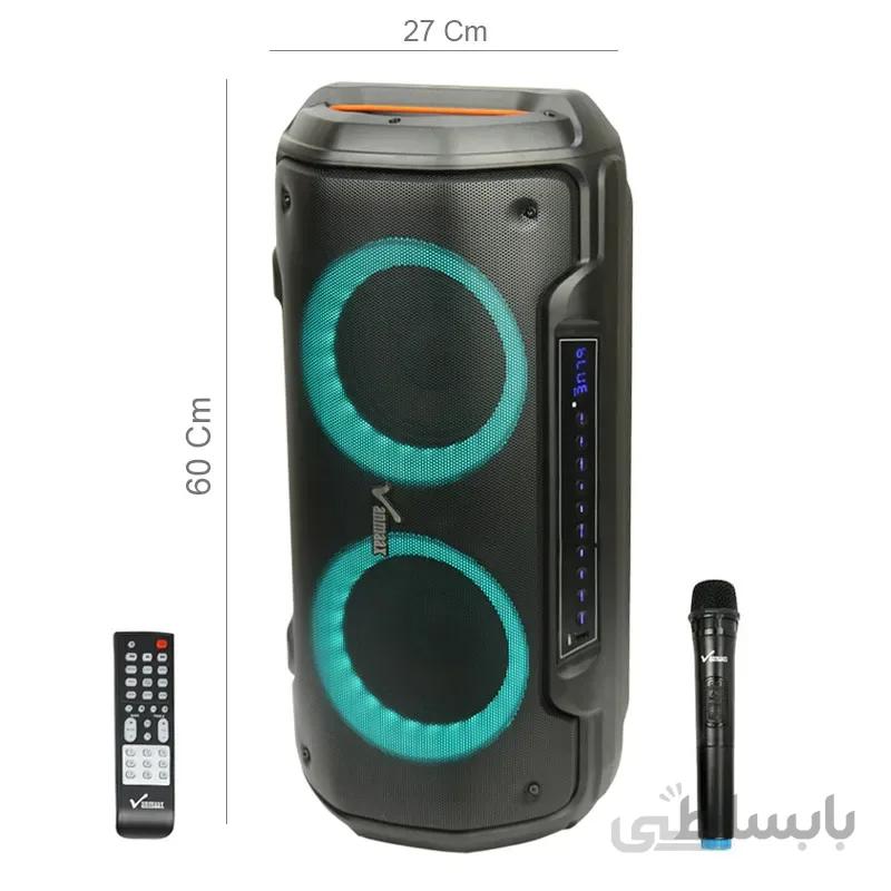 اسپیکر چمدانی بلوتوثی رم و فلش خور Vanmaax MAX 450 + میکروفون و ریموت کنترل