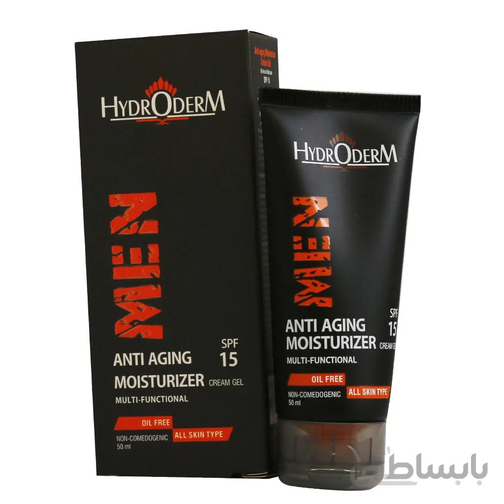 کرم ژل مرطوب کننده و ضدچروک آقایان اس پی اف 15 حجم 50میل هیدرودرم ا Hydroderm Men Anti Ageing Moisturizer Cream Gel Spf15 50ml