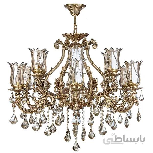 لوستر دایکاست 10 شعله چشمه نور مدل S3595/5-5-A آنتیک