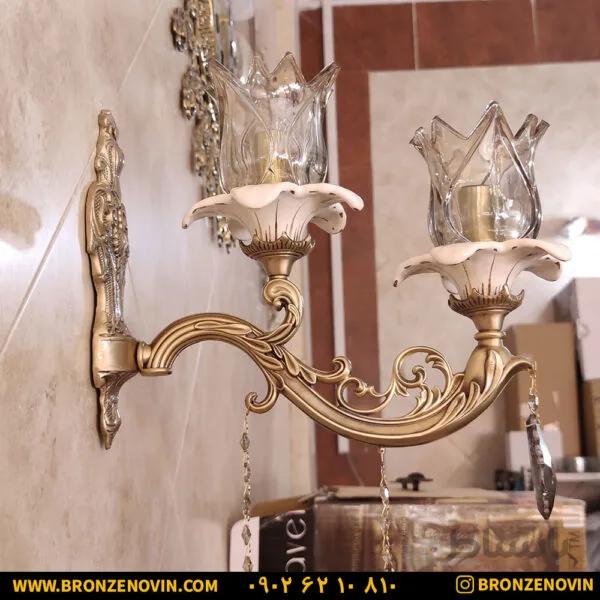 لوستر دیواری برنزی سرامیکی شاخه راما آنتیک