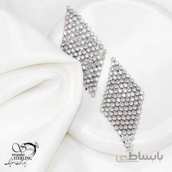 گوشواره آویز طرح جواهر لوزی