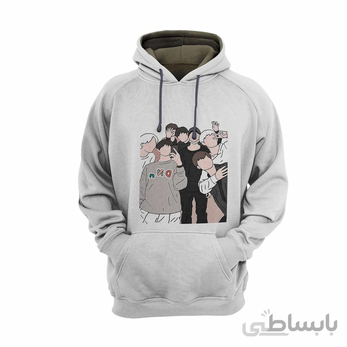 هودی سفید طرح بی تی اس BTS