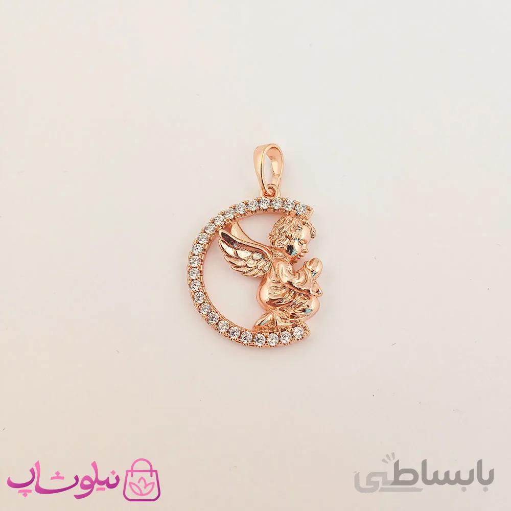 پلاک زنانه ژوپینگ طرح کودک فرشته طلایی کد 2715-1