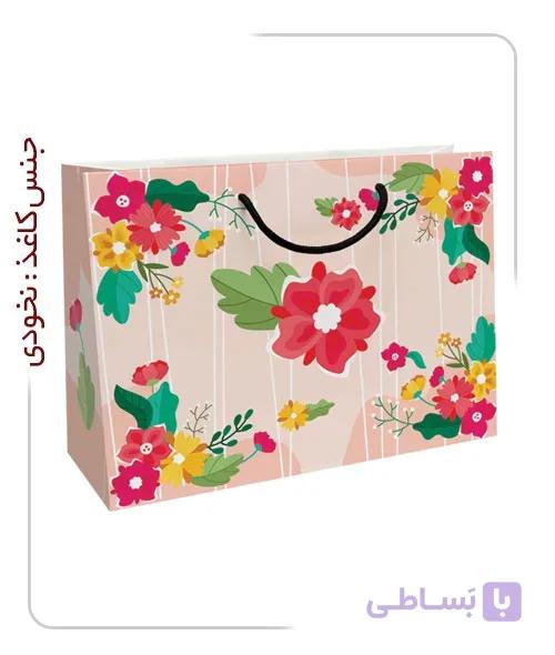 ساکدستی فانتزی طرح گل با کاغذ نخودی کد10302