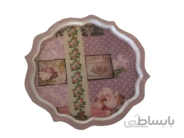 سینی گرد چوبی صورتی