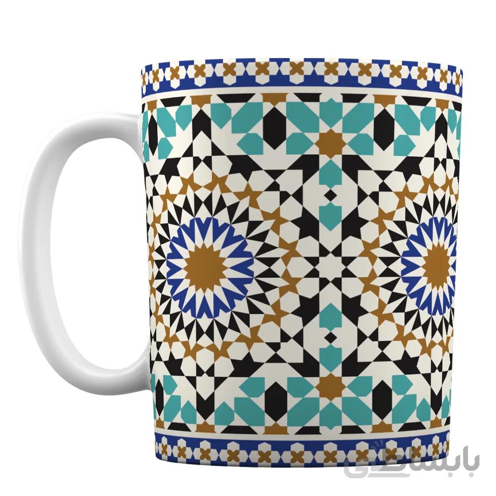 ماگ سرامیکی افرا توس طرح کاشی کاری اسلیمی