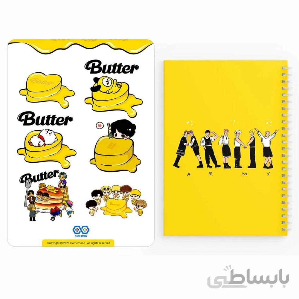 دفترچه يادداشت bts butter به همراه مجموعه ٦ عددی استيكر-کد 2030