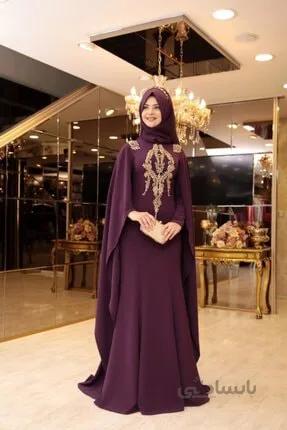 خرید اینترنتی لباس مجلسی پوشیده زنانه شیک برند PINAR ŞEMS رنگ بنفش کد ty236656975