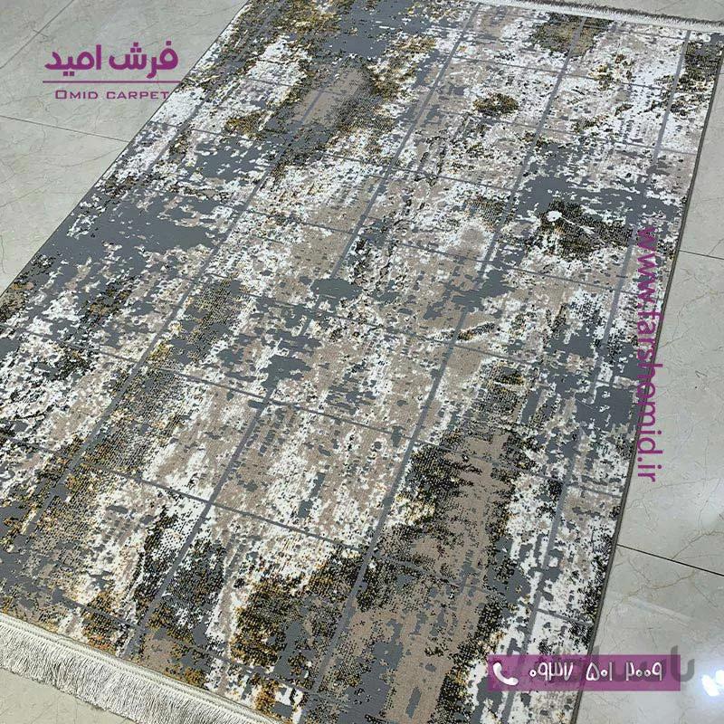 فرش ماشینی مدرن و پتینه کد 41016n طوسی فرش سیزان