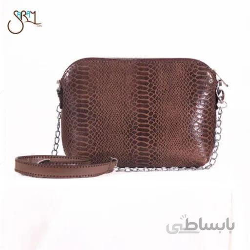 کیف دستساز چرم اصل گاوی طرح پوست ماری مدل 1203