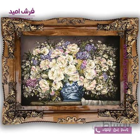 تابلو فرش ماشینی طرح تابلو سبد گل کد 5012 فرشان