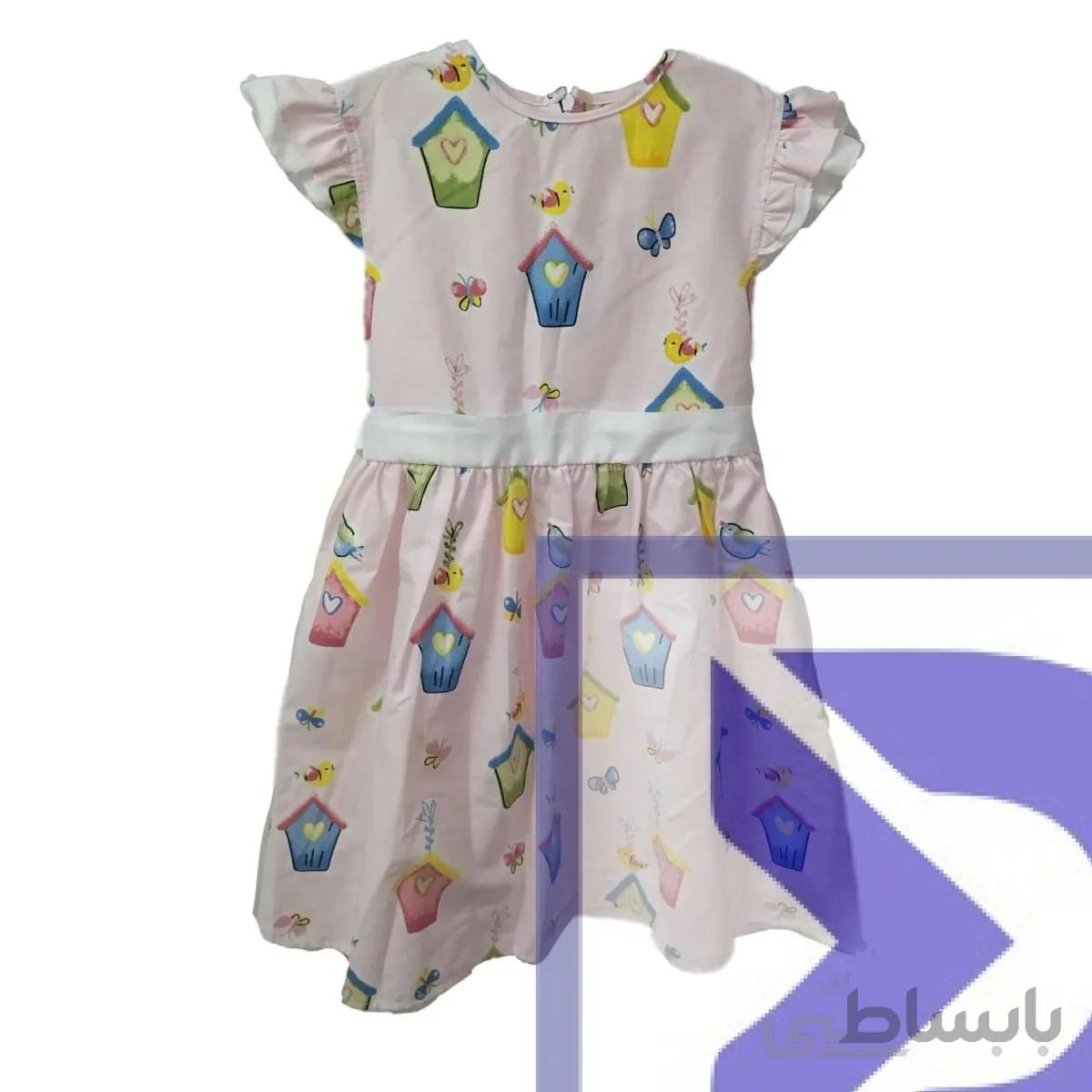 پیراهن طرح کلبه صورتی کد 399