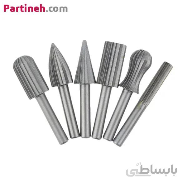 ست 6 تایی فرز فرم مناسب تراش و فرم دهی چوب ا 6PCS 1/4" rotary burr set