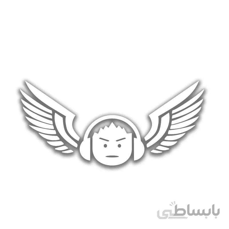 برچسب خودرو طرح بال و هدفون سفید